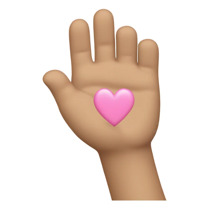 Beige hand holds pink heart from the left sticker