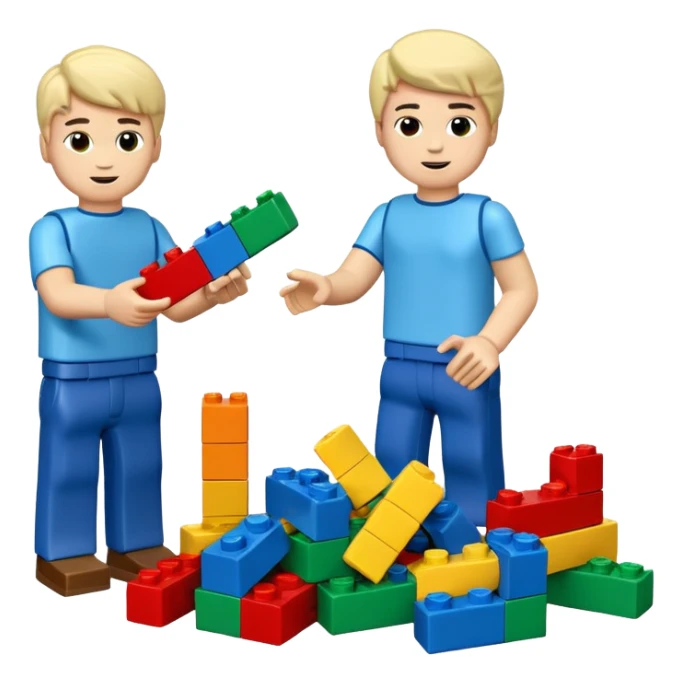 boys playing with legos full body sticker