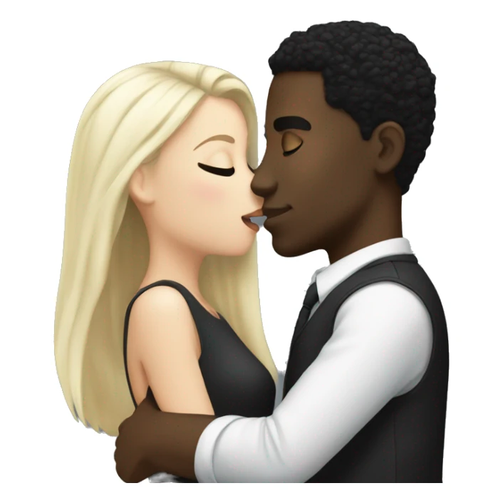 black guy kissing white girl with black hair sticker