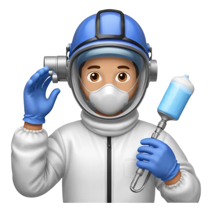 A guy spraying foam insulation sticker