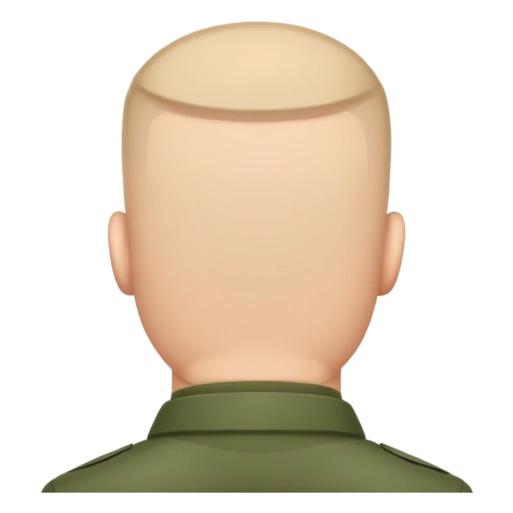 rear view of military soldier's head with crew cut sticker