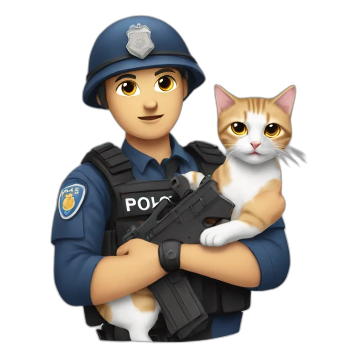 Anti-terrorism police with cats in their arms sticker