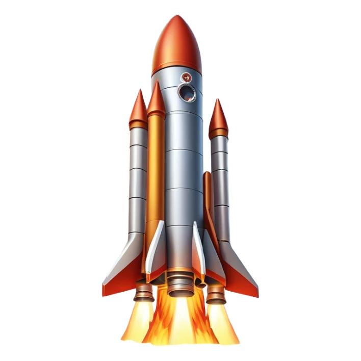  Cinematic Realistic Rocket Launch – A powerful, fiery scene of a massive rocket lifting off, its engines producing a bright, billowing inferno. The metallic body gleams in the sunlight, with intricate paneling and realistic textures bringing out its engineering marvel. Thick clouds of smoke and steam rise as it ascends into the sky. sticker