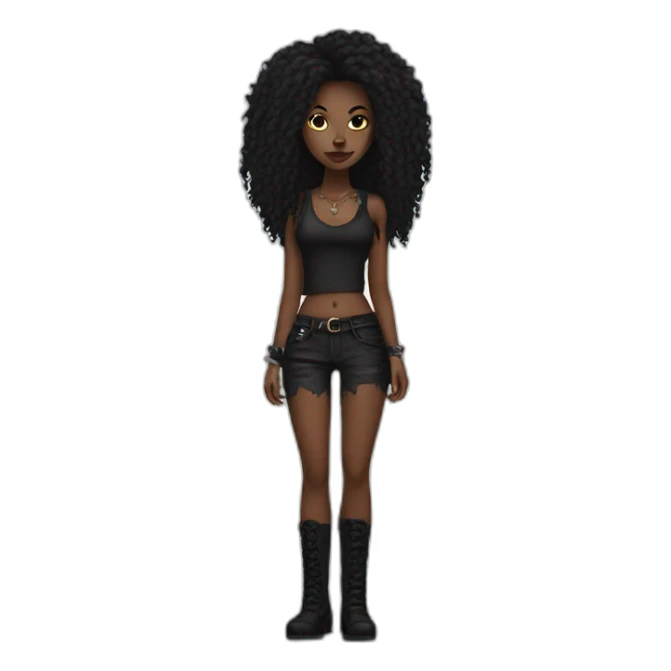 dark black women,punk,rock, with long hair sticker
