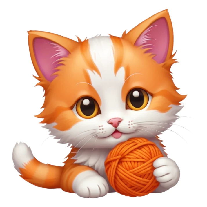 playful kitten with a ball of yarn sticker