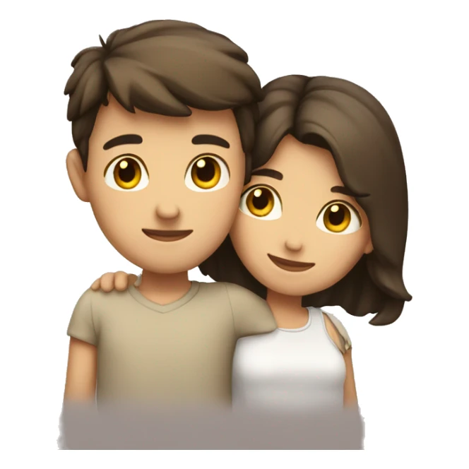 brunette emoji boy and girl hugging  sticker