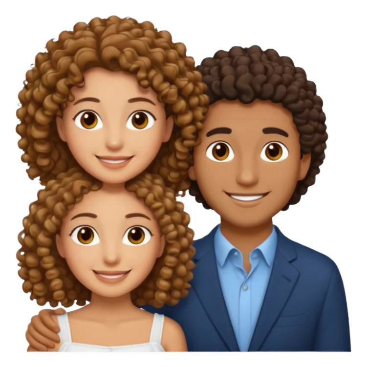 married curly girl & straight hair brown guy sticker