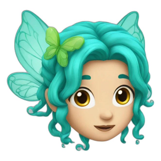 Cute turquoise fairy long hair sticker