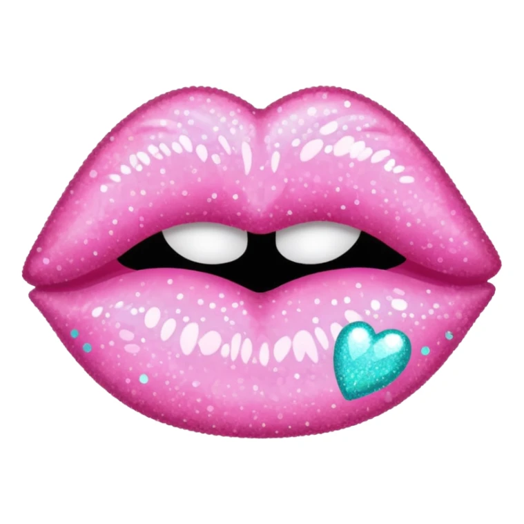 Pastel pink kiss mark glittery sticker