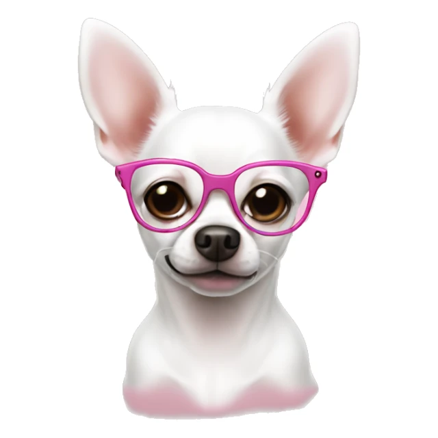 white chihuahua with glasses pink sticker