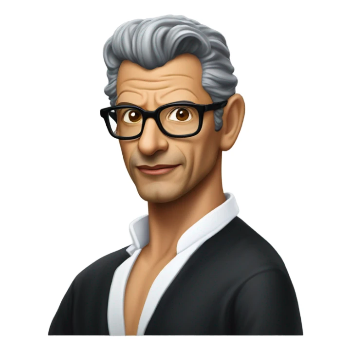 Jeff Goldblum sexy side pose with open black shirt wearing a Santa hat sticker