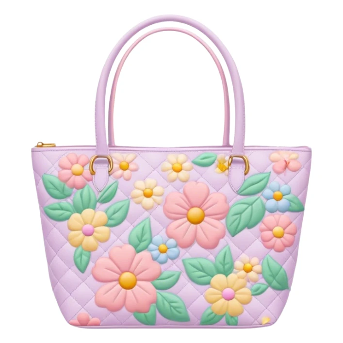 pastel floral quilted tote bag  sticker
