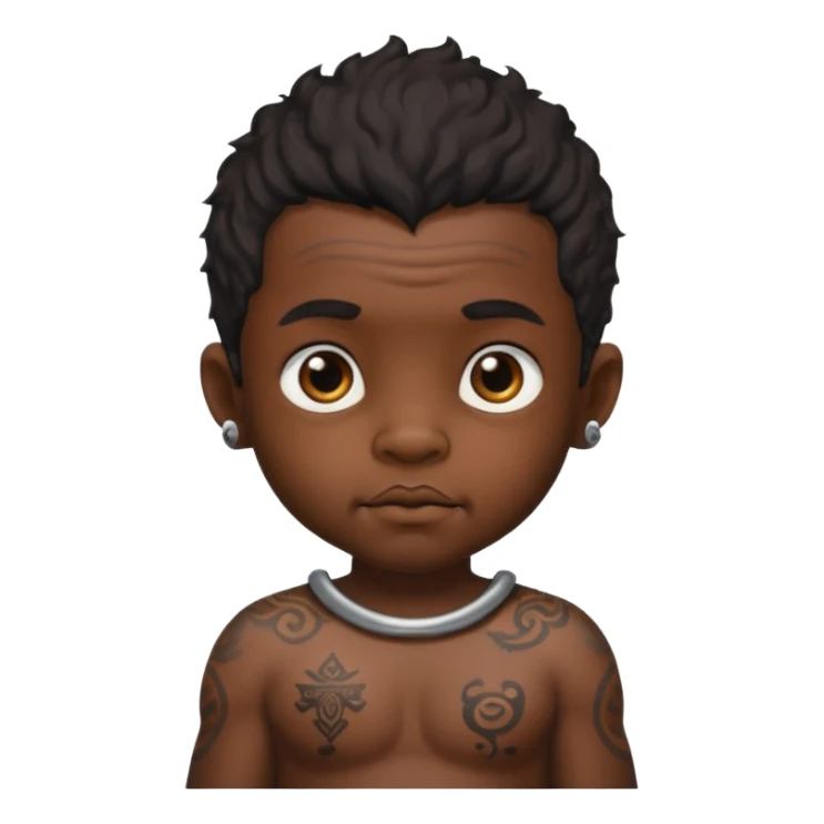 ancient hairy black baby boy, tattooed sticker