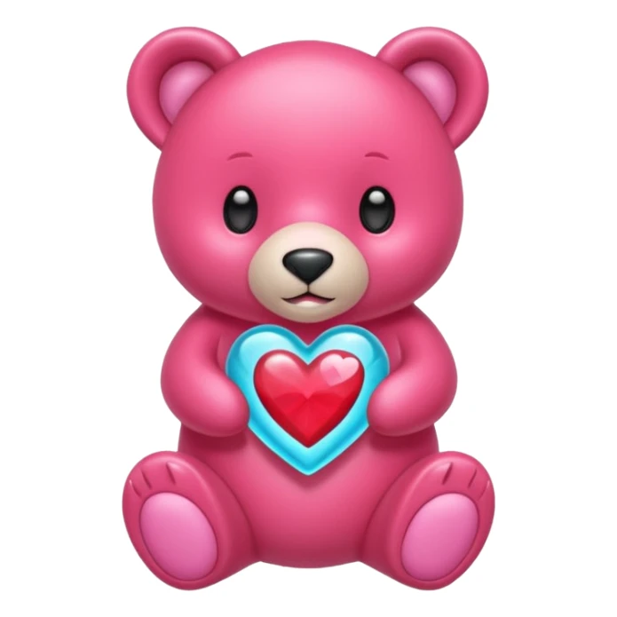 Oso gummy color aguamarina corazón rosa sticker