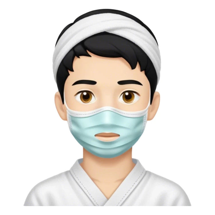 Boy with spa face mask and black hair  sticker