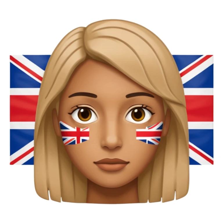 half of a human face mixed with uk flag accurate sticker