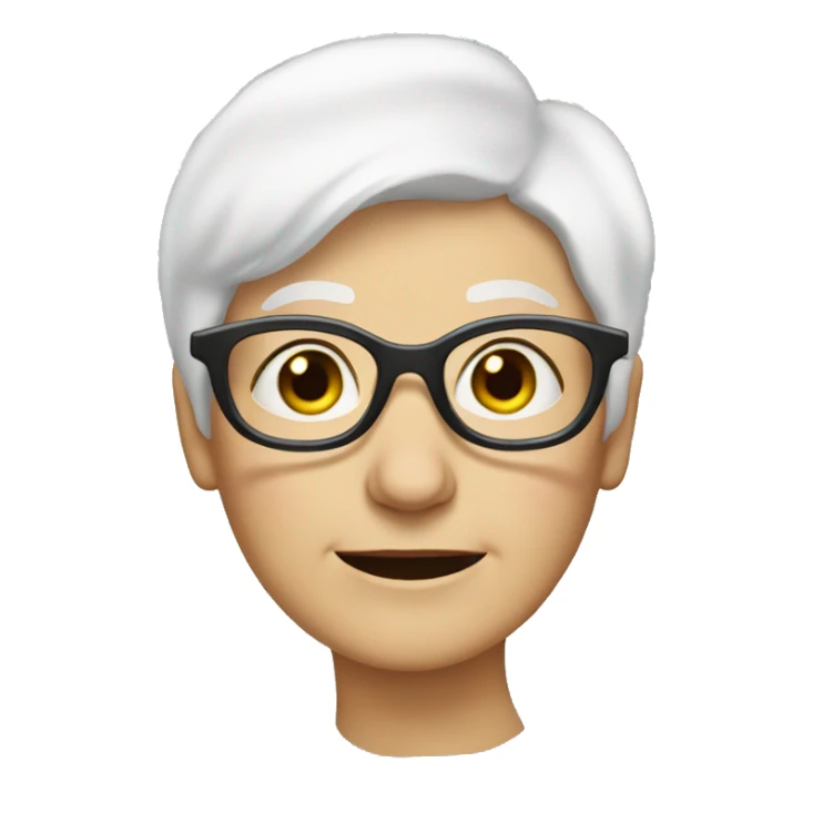 Old lady with short white hair hazel eyes and glasses  sticker