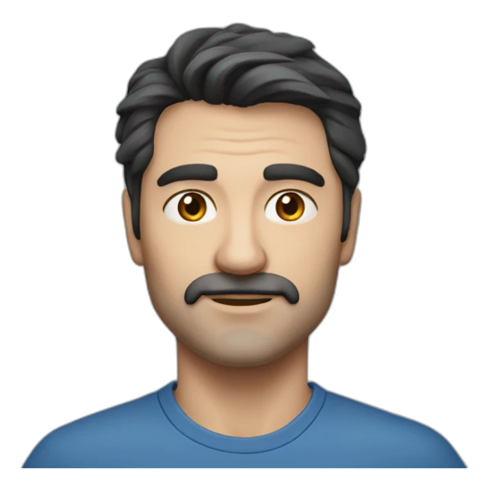 man dark hair - 40 years old - blue shirt - Slavic appearance sticker