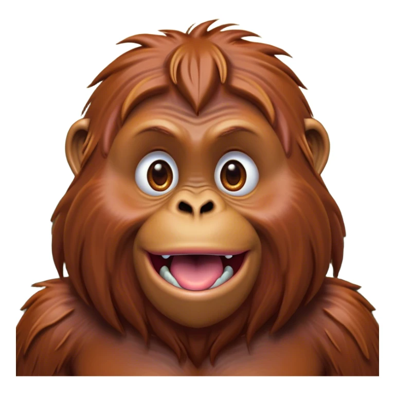 Cinematic Comical Orangutan Portrait Emoji, Head tilted dramatically with an exaggeratedly shocked expression, featuring a robust, animated face with wide, comically expressive eyes full of humorous disbelief, Simplified yet hilariously expressive features, highly detailed, glowing with a slightly sassy glow, high shine, dramatic yet playful, stylized with an air of quirky jungle attitude, soft glowing outline, capturing the essence of a meme-worthy orangutan that looks ready to side-eye its way into viral fame! sticker