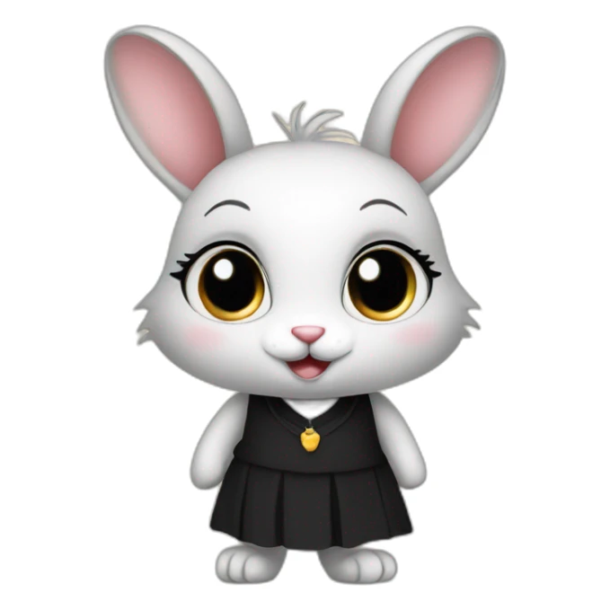 A cute rabbit with long eyelashes as a teacher wearing a nice black dress  sticker