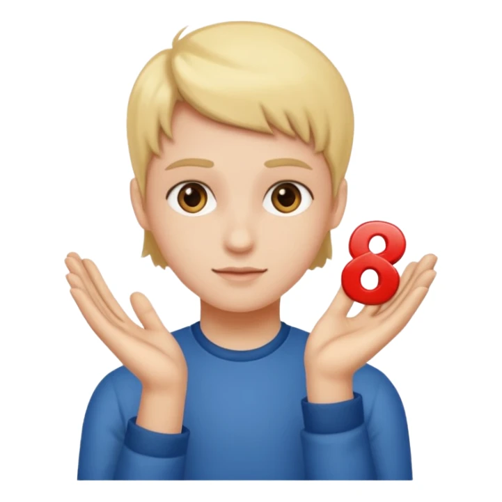 Head with hands holding  6 and 7 sticker
