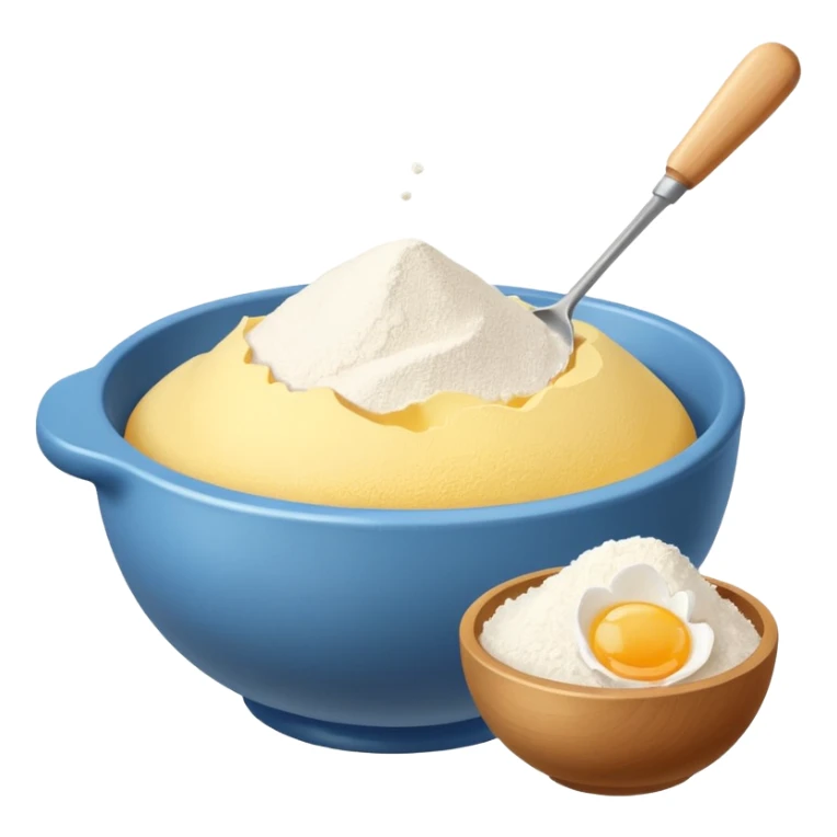baking ingredients next to a mixing bowl sticker