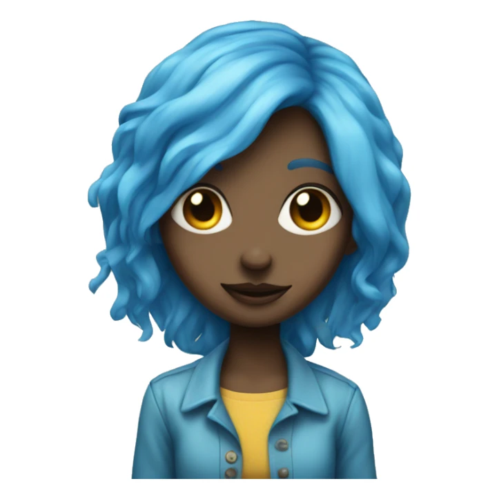 blue haired girl with buttons for eyes sticker