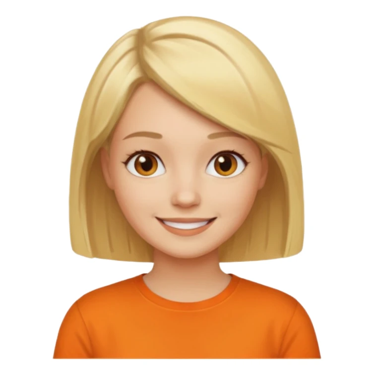 Women with blond hair bob and orange shirt sticker