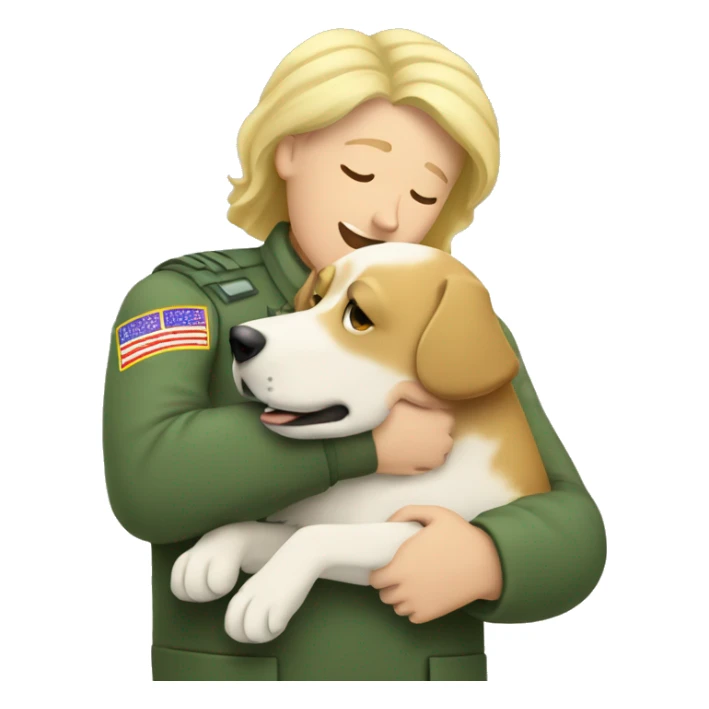 a vet hugging shaggy blonde dog sticker