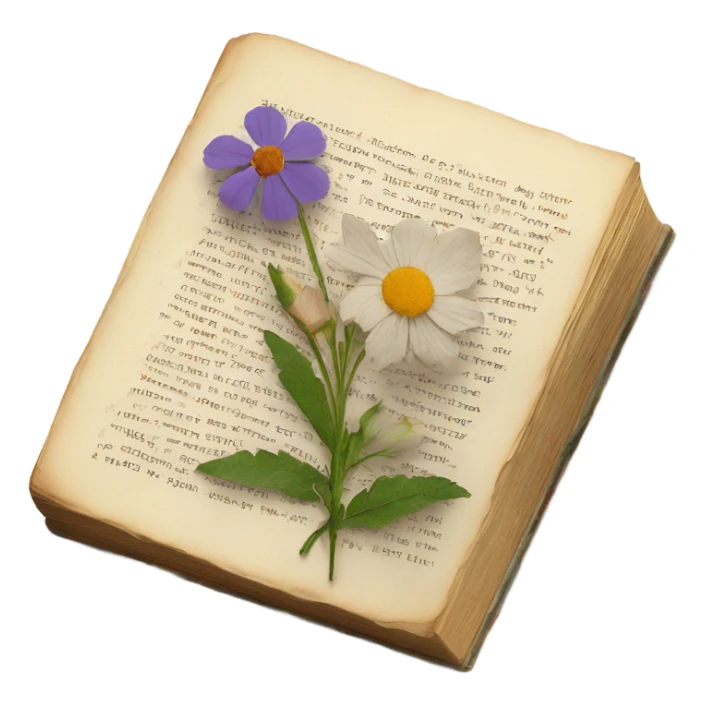 book with some pressed flowers on the pages realistic flowers pressing sticker