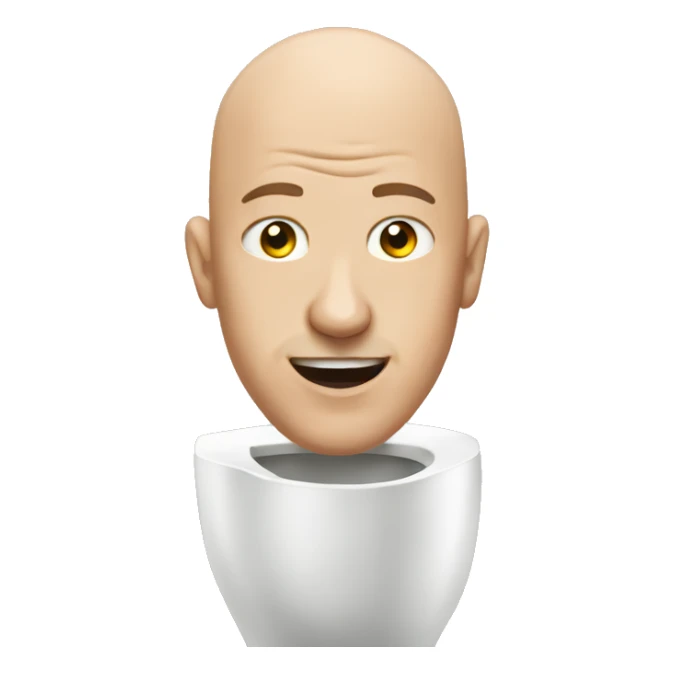bald persons head coming out of a toilet sticker