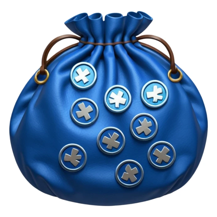 bag of blue coins sticker