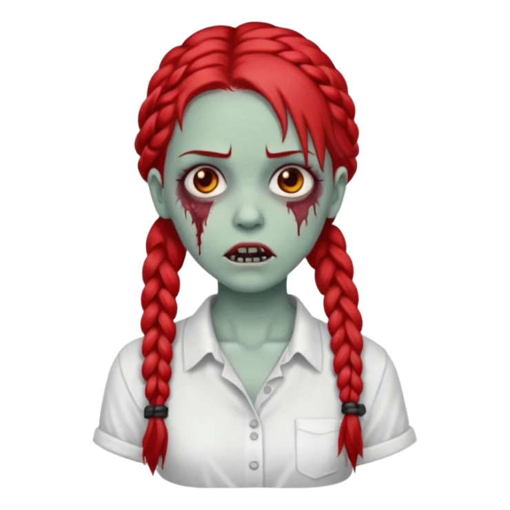 zombie girl with red braids and white shirt sticker