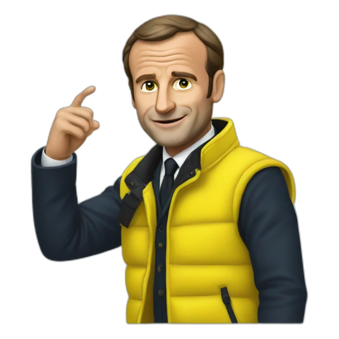 Macron avec un gilet jaune  sticker
