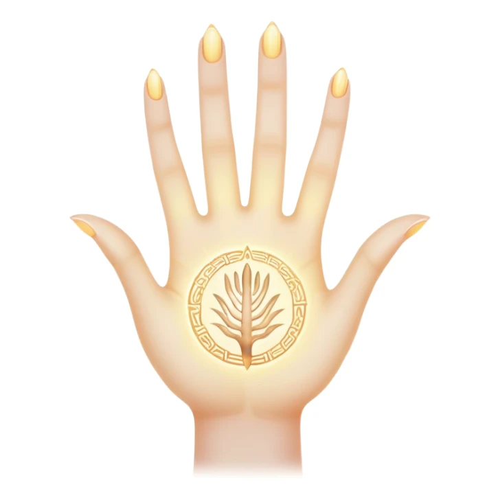 ethereal glowing hand with intricate palm lines and mystical symbols sticker