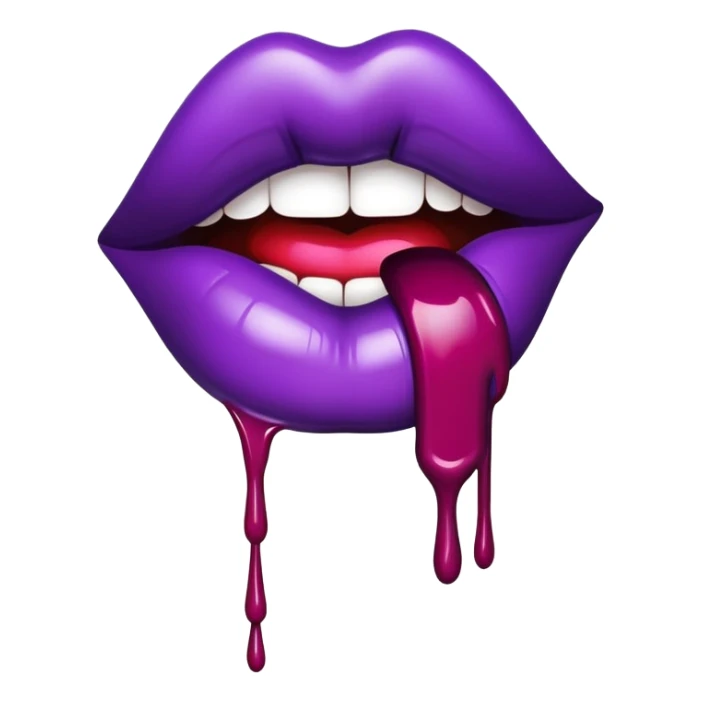 Lips with  lipstick with dark purple  drips sticker