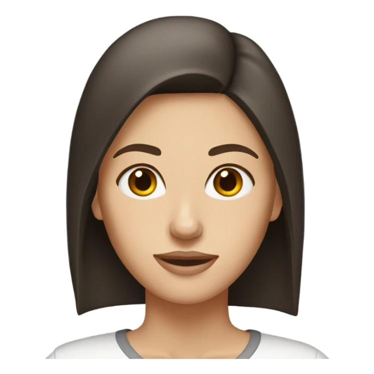 A white woman with dark brown straight hair, brown eyes  sticker