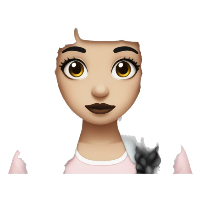 White Woman with black and white middle split dye hair (melanie martinez crybaby style) sticker