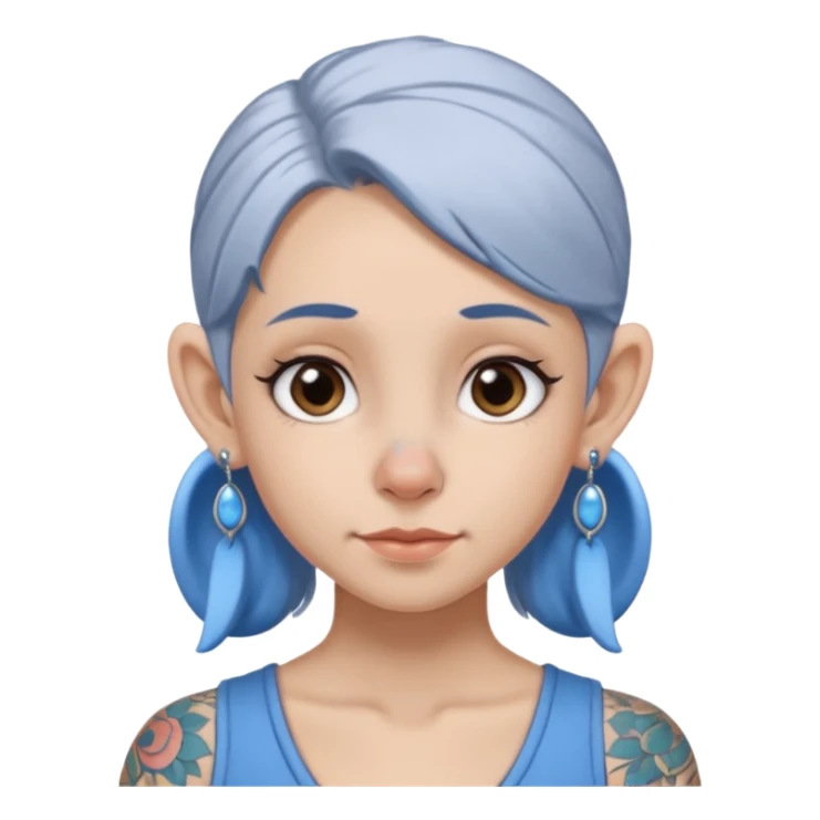 white-gray haired heavy blue tattooed big head accessory big nose mid size ear young girl sticker
