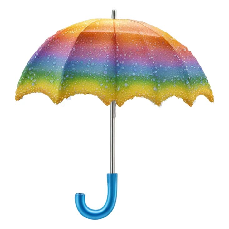 Rainbow umbrella made of flowers with dew drops dripping off and a large handle  sticker
