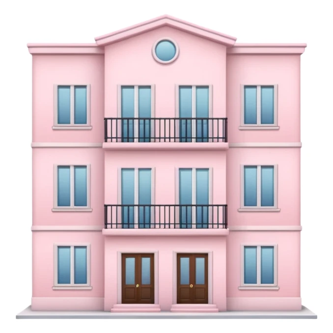 An apartment building with baby pink details sticker