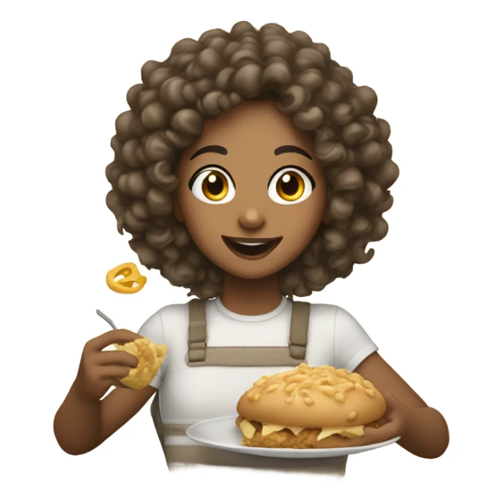 Lightskin curly hair girl eating sticker