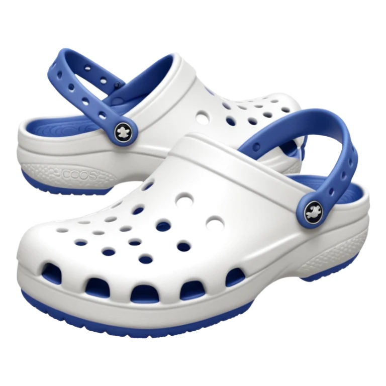 Pure white Crocs clogs, all-white straps and sole, no blue or other colors, matte white material, ventilation holes, dark background, realistic product photo, monochrome white only, no logos. sticker