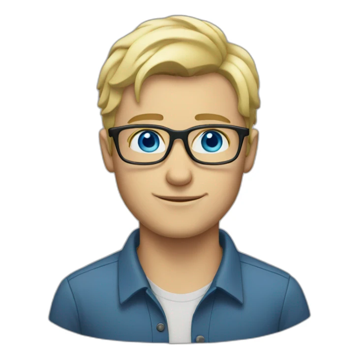 blonde guy with glasses an blue eyes sticker