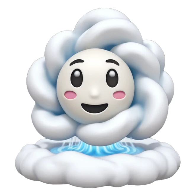 3D render of Blizzard, miniature weather phenomenon, volumetric particle effects, swirling white snow and wind vortex, elemental energy, emoji style, isolated on white background --v 6.0. sticker