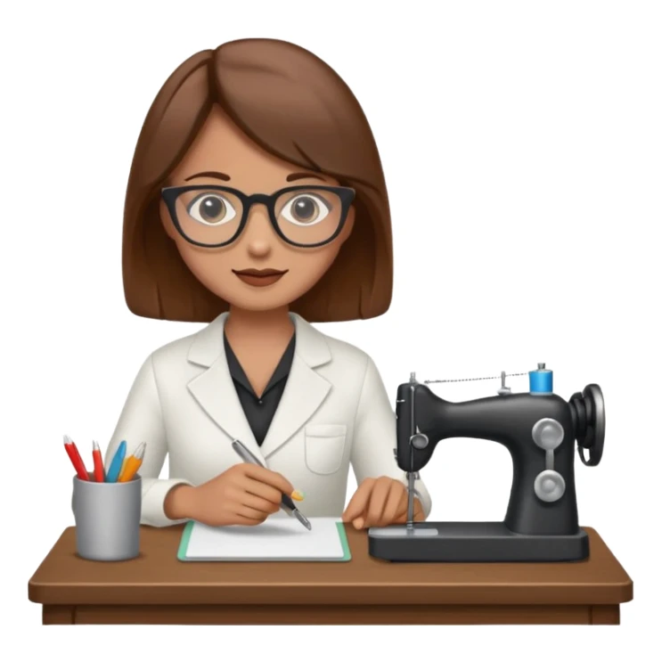 tailor woman with brown hair and glasses sticker