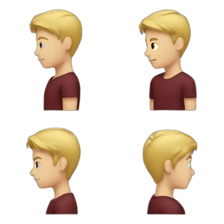 blond teenage boy with maroon shirt sticker