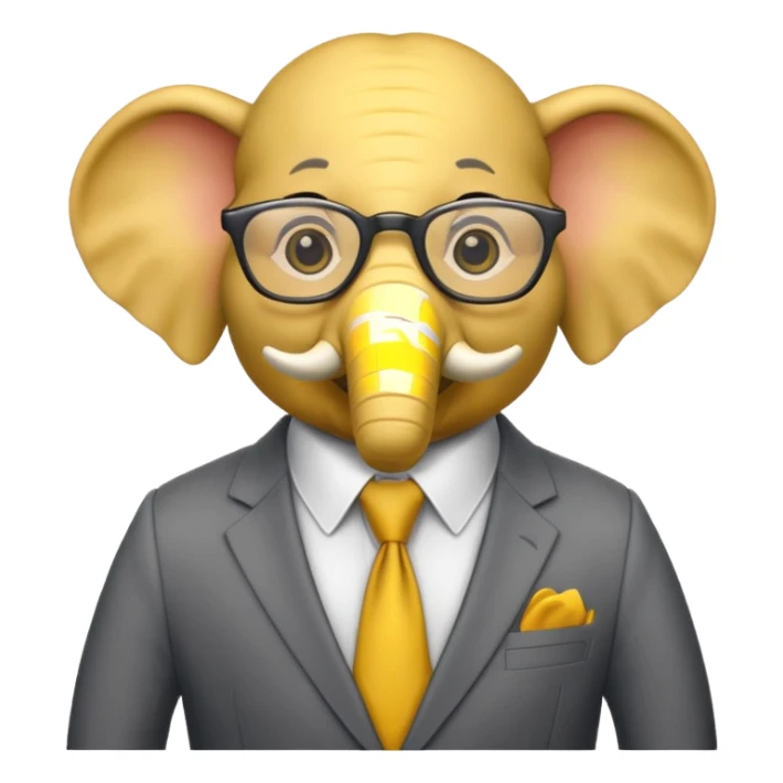 yellow elephant in a suit and glasses sticker