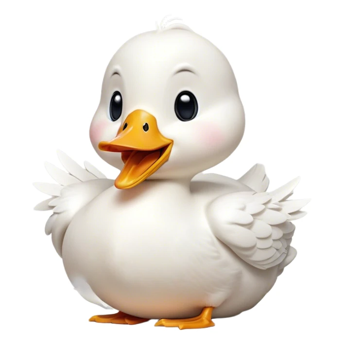 Cinematic Cute Yawning White Duck Portrait Emoji, Head tilted slightly with a dramatic, wide-open yawn, showcasing a soft, downy white plumage with gently drooping wings, round eyes barely open in drowsy contentment, Simplified yet irresistibly adorable features, highly detailed, glowing with a soft, cozy glow, high shine, relaxed yet expressive, stylized with a touch of whimsy, bright and endearing, soft glowing outline, capturing the essence of a sleepy yet affectionate duck, so drowsy it feels like it could float out of the screen and curl up for a nap! sticker