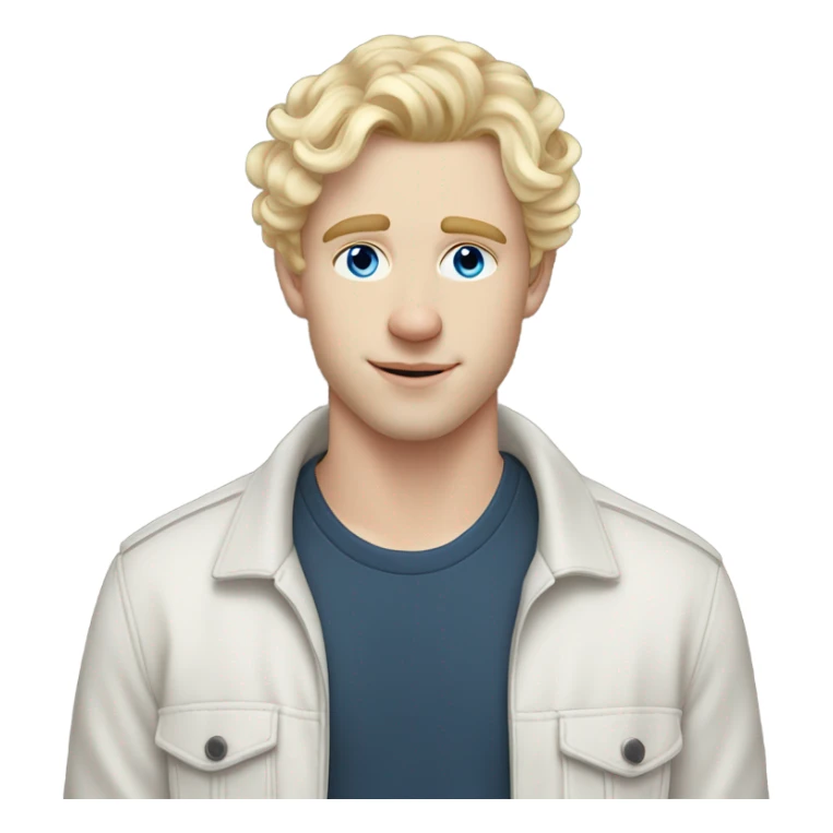 light curl blonde 25yo man blue eyed pale skin without moustache sticker